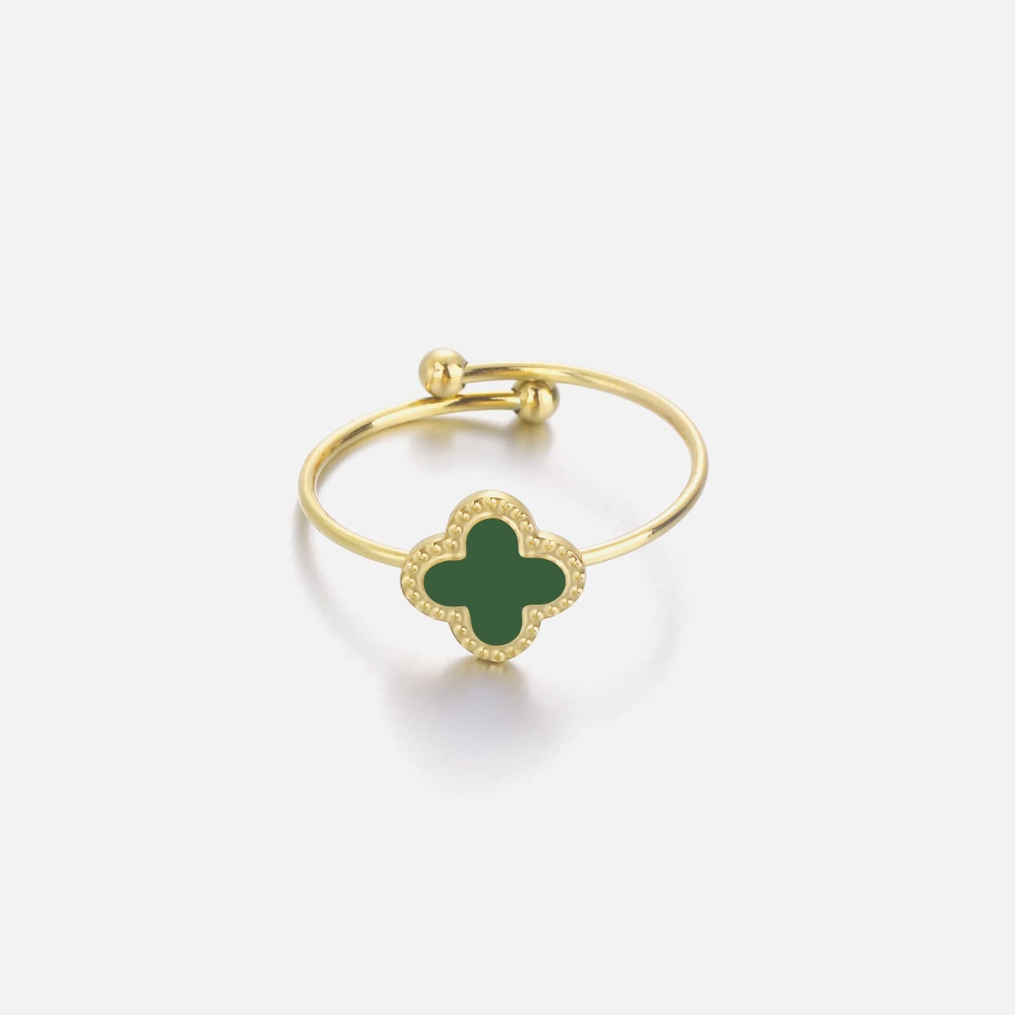 ''KLAVER GROEN" GOUDEN RING