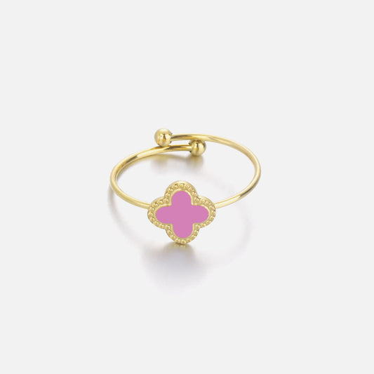 ''KLAVER ROZE" GOUDEN RING