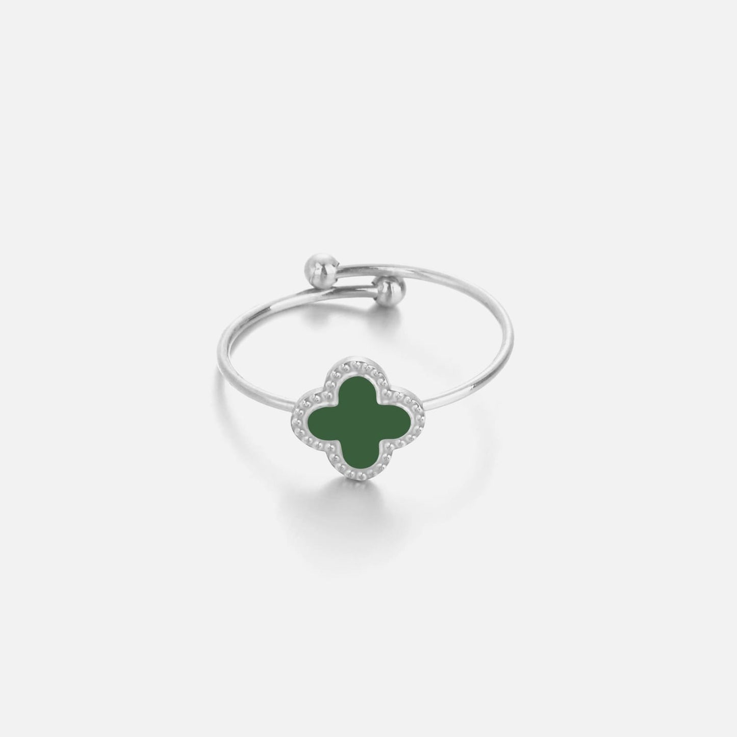 ''KLAVER GROEN" ZILVEREN RING