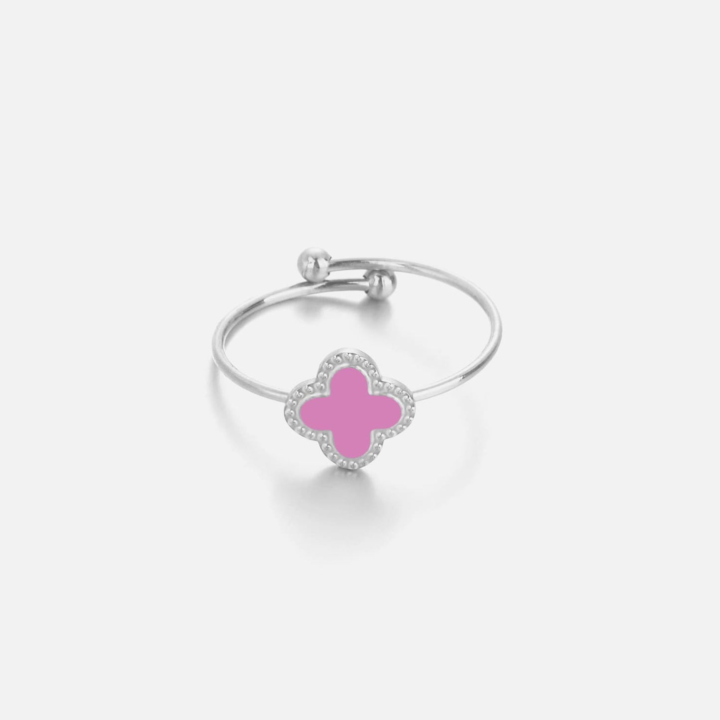 ''KLAVER ROZE" ZILVEREN RING