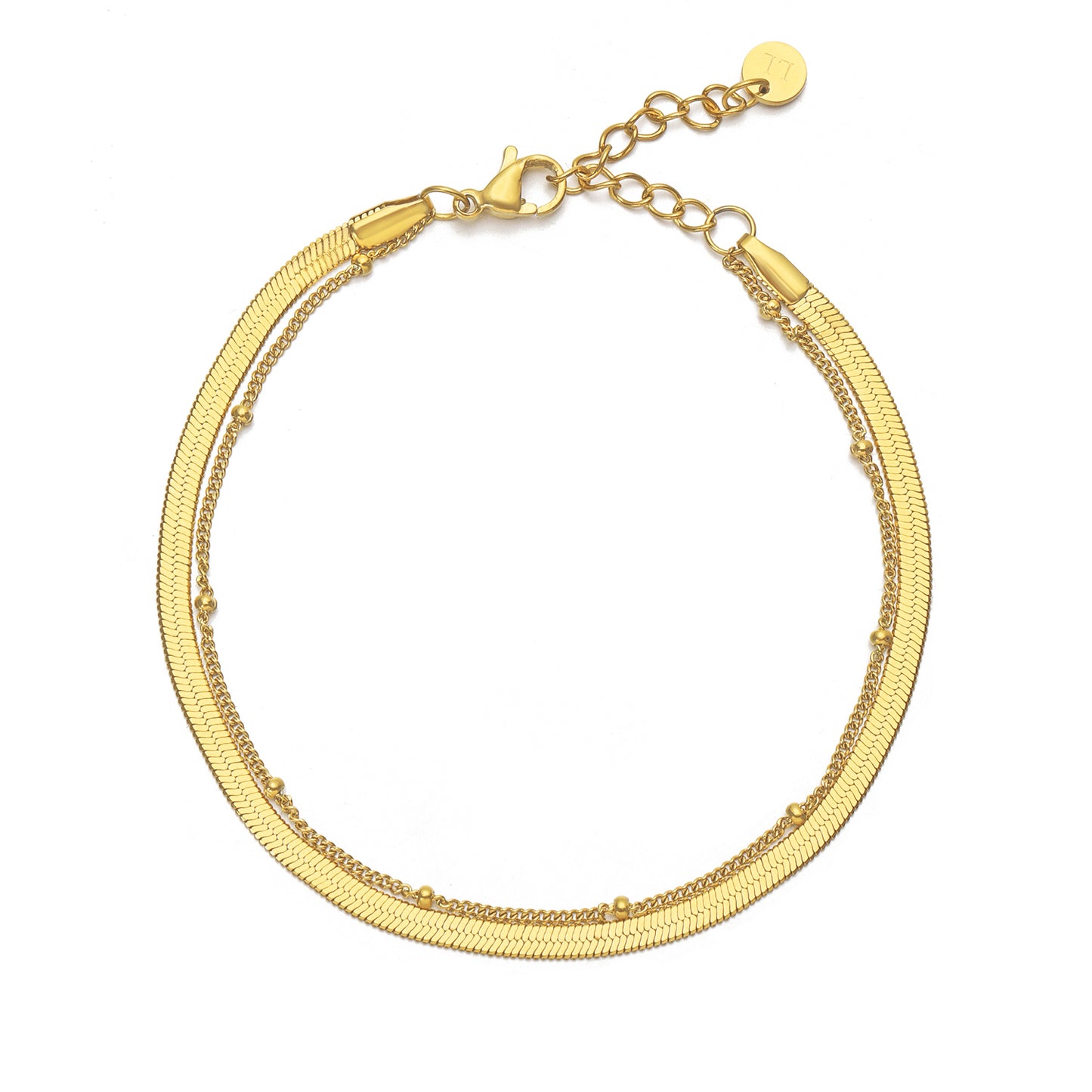 ''PLATTE & BOLLETJES'' GOUDEN ARMBAND