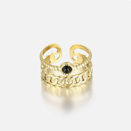 "DUBBELE SCHAKEL ZWART" GOUDEN RING"