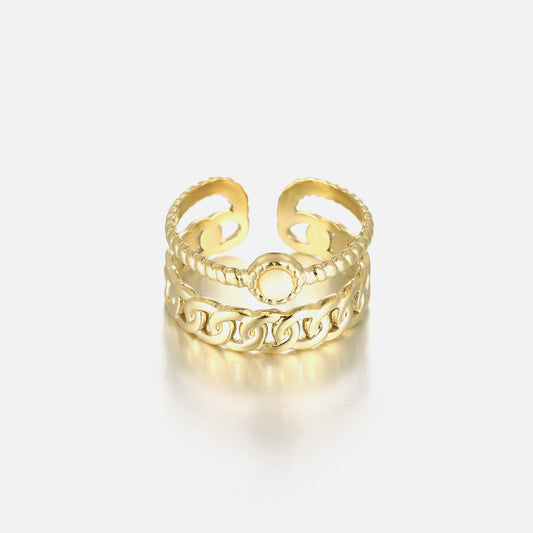 "DUBBELE SCHAKEL WIT" GOUDEN RING"
