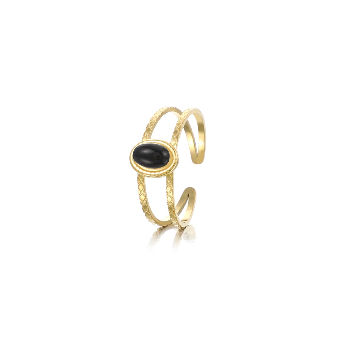 ''ZWARTE STEEN" GOUDEN RING