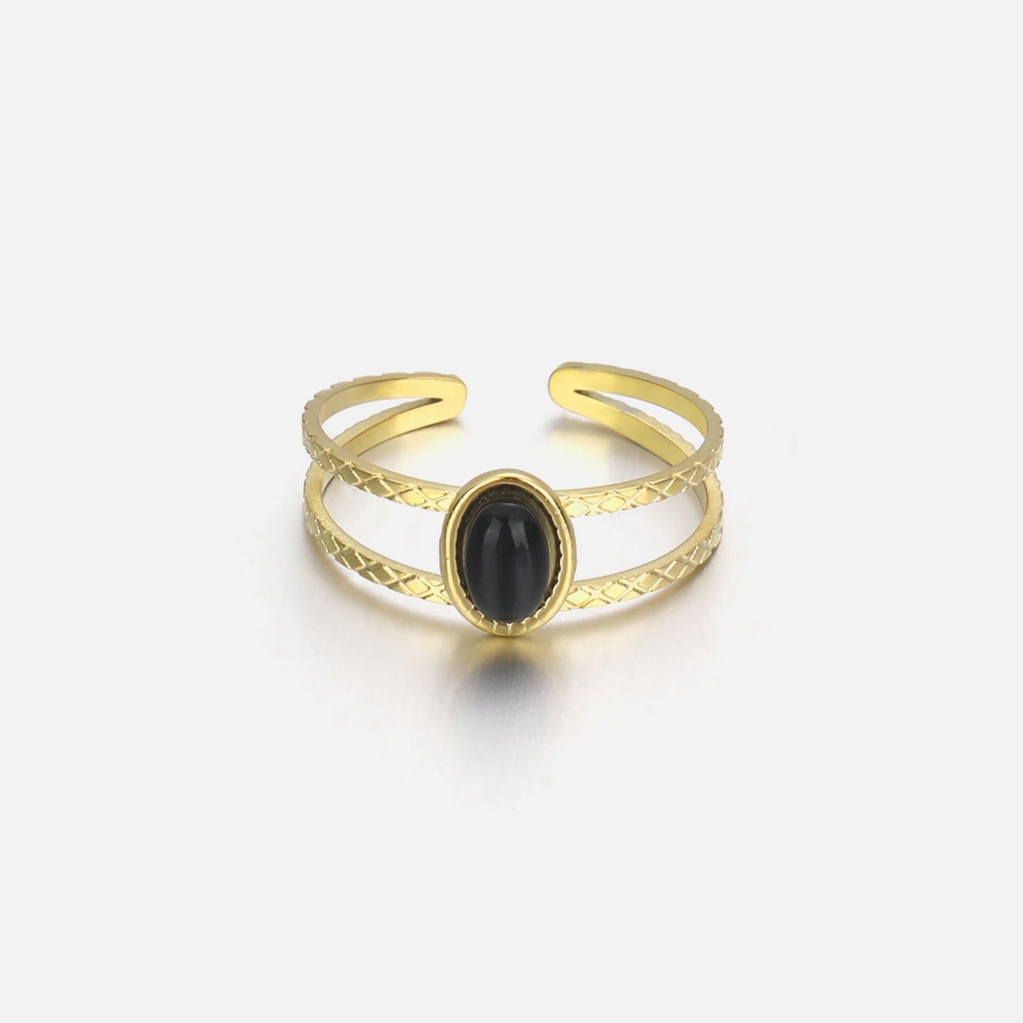 ''ZWARTE STEEN" GOUDEN RING