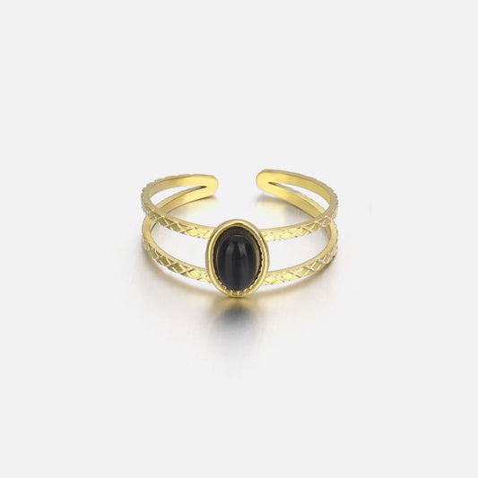 ''ZWARTE STEEN" GOUDEN RING