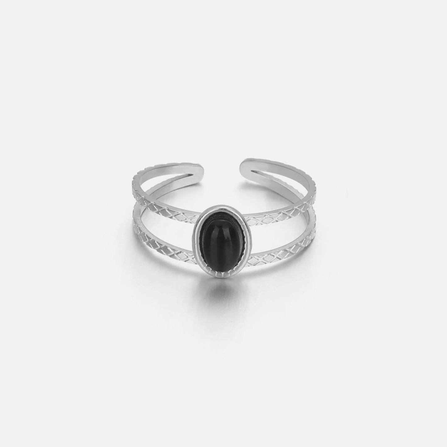 ''ZWARTE STEEN" ZILVEREN RING
