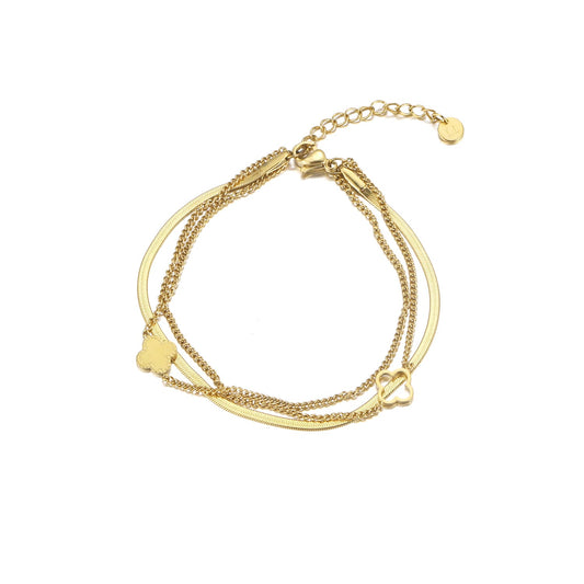 ''DRIELAAGS KLAVER'' GOUDEN ARMBAND