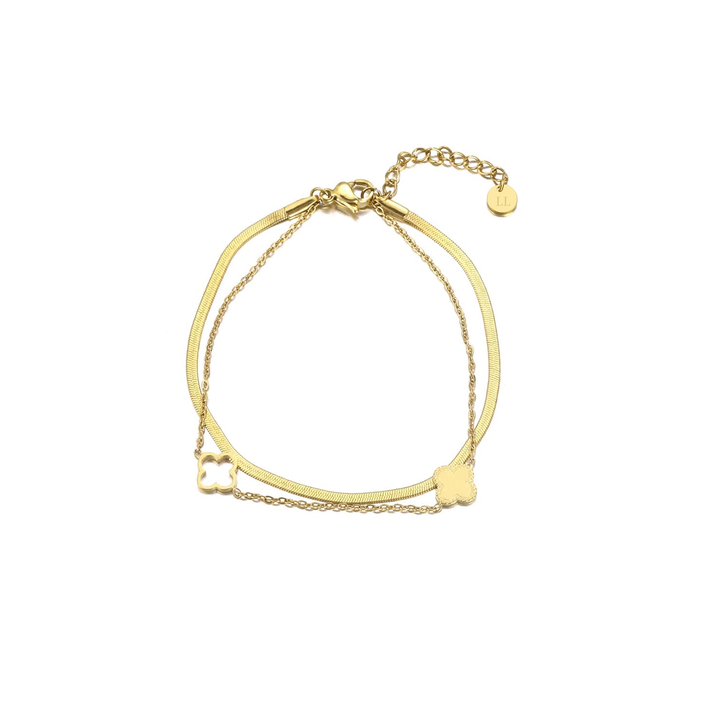 ''DUBELLE KLAVER'' GOUDEN ARMBAND