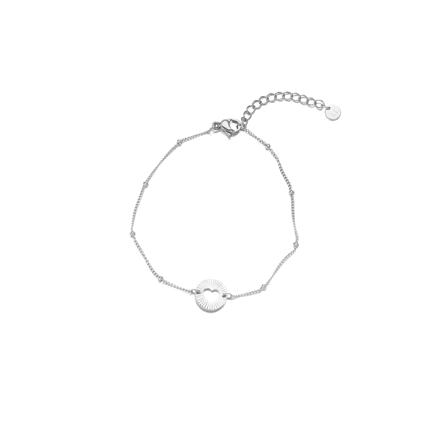 ''OPEN HARTJE'' ZILVEREN ARMBAND