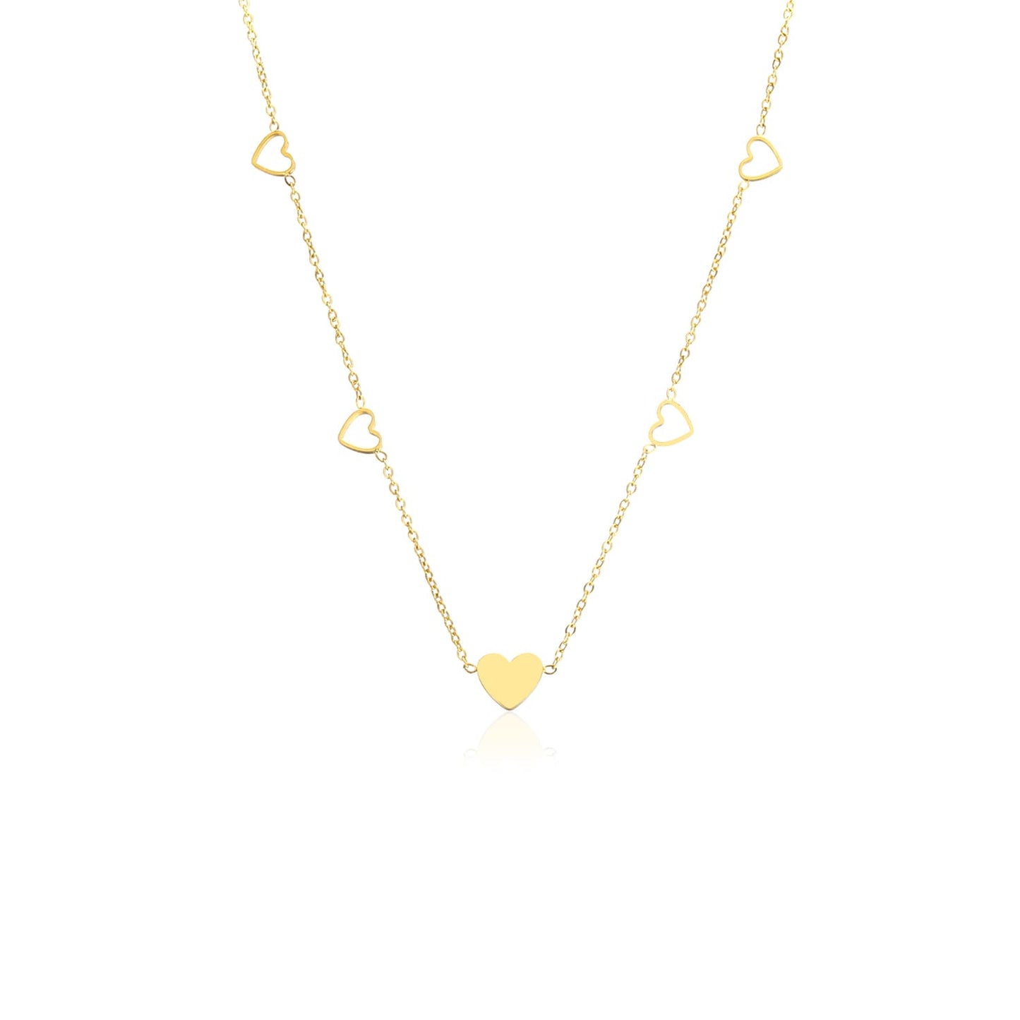 "VIER OPEN HARTJES" GOUDEN KETTING