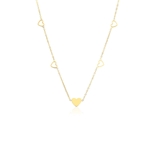 "VIER OPEN HARTJES" GOUDEN KETTING