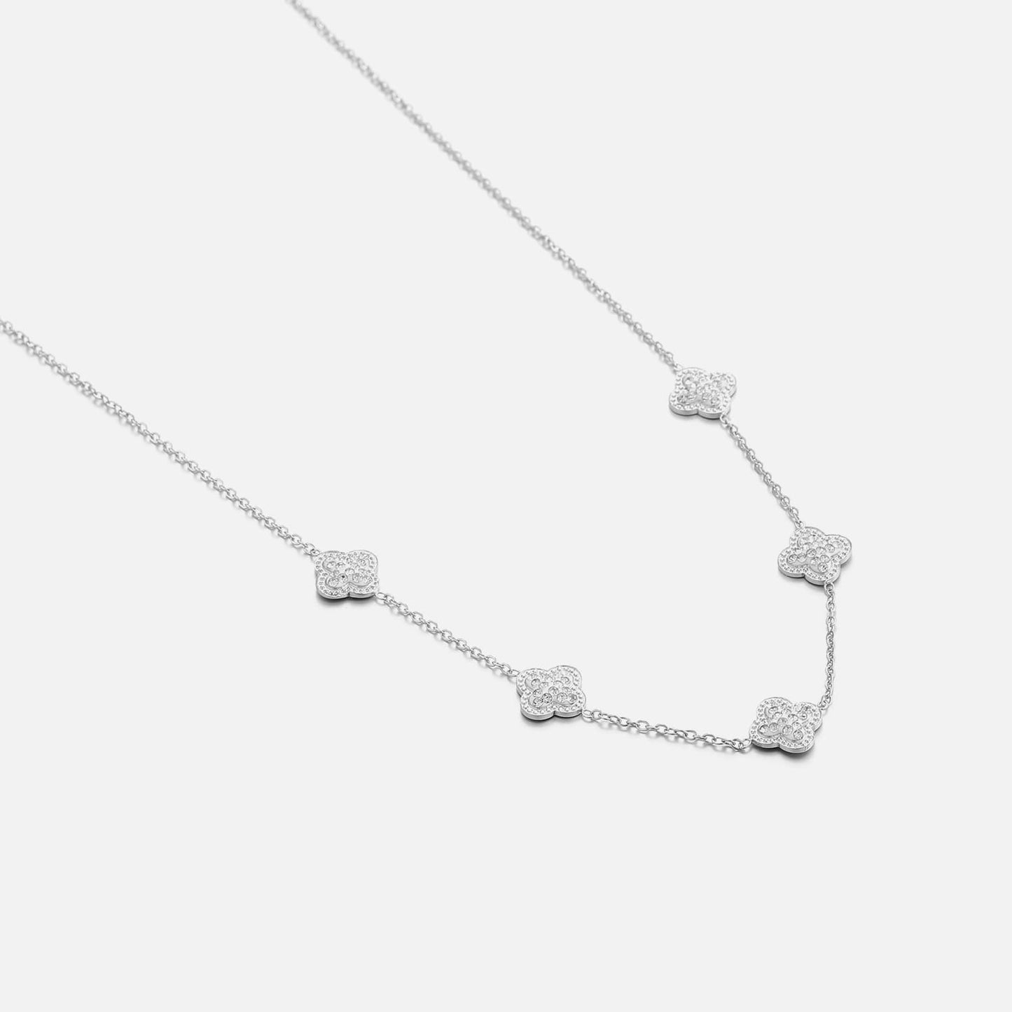 "KLAVER DIAMOND ZILVER'' ZILVEREN KETTING