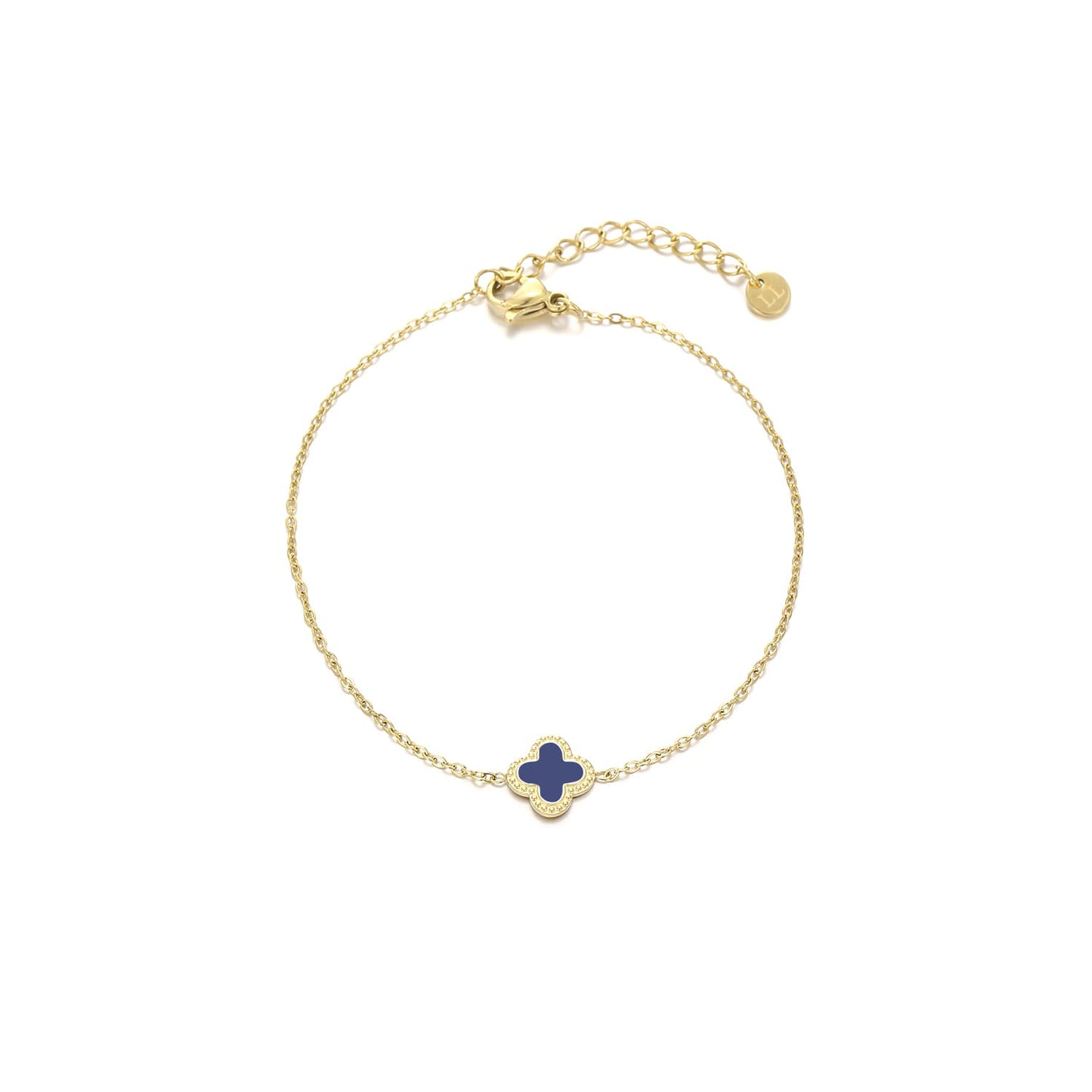 ''KLAVER BLAUW'' GOUDEN ARMBAND