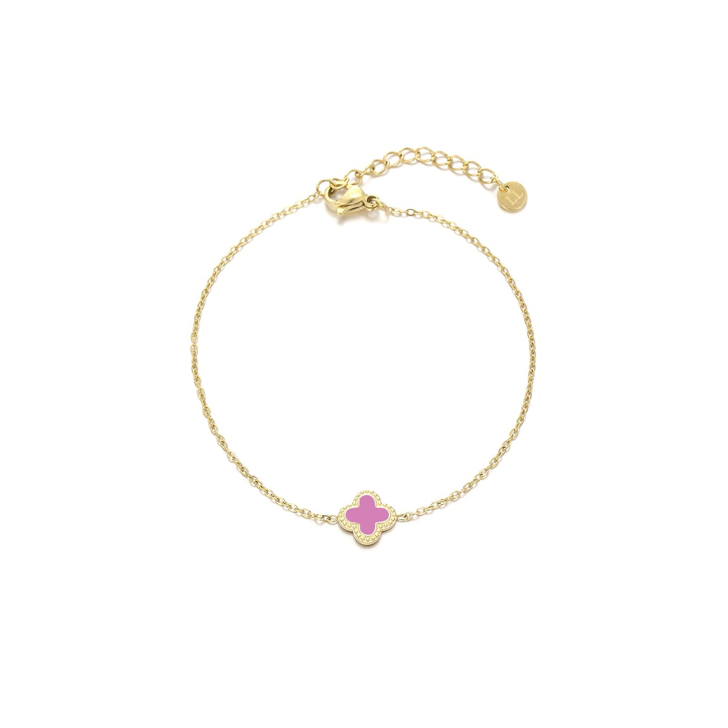 ''KLAVER ROZE'' GOUDEN ARMBAND