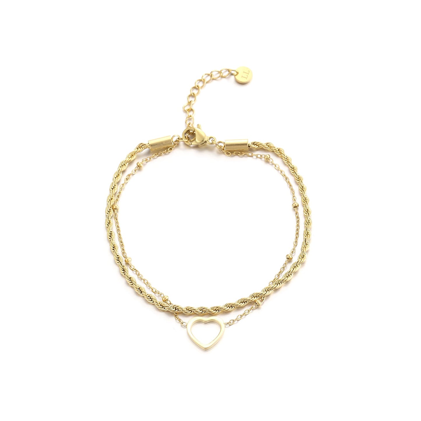 ''HARTJE GEDRAAIDE'' GOUDEN ARMBAND
