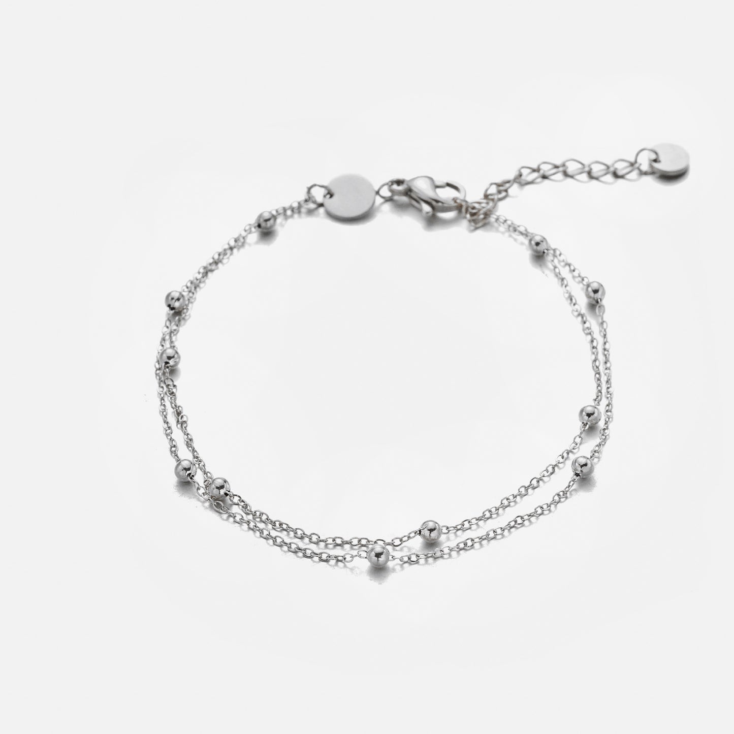 ''DUBBELE BOLLETJES'' ZILVEREN ARMBAND
