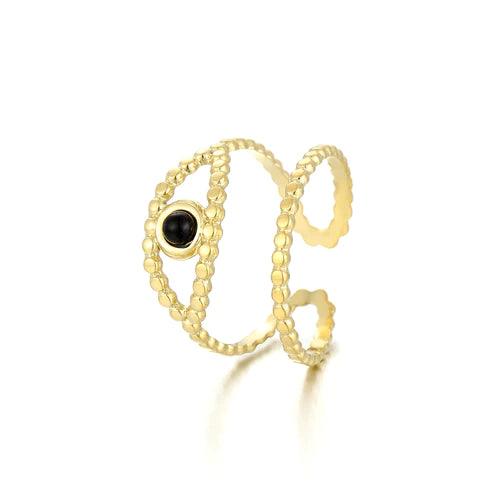 ''EYE ZWART"' GOUDEN RING