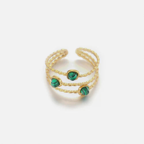 ''THREE GEMS GREEN" GOUDEN RING