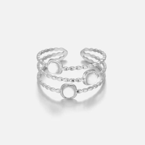 ''THREE GEMS WHITE " ZILVEREN RING