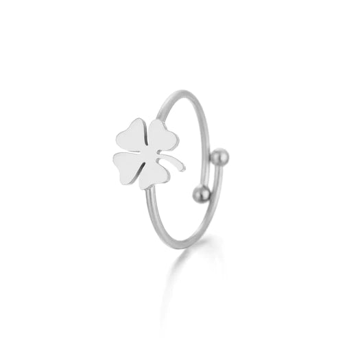 ''KLAVERTJE VIER" ZILVEREN RING